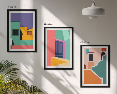 Conjunto de quadros para sala de estar Ilustrações coloridas da cidade