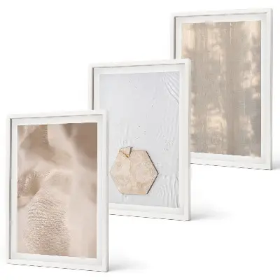 Composição de quadros moderna com texturas sutis em estilo boho inspirado na natureza