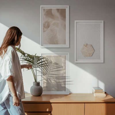 Composição de quadros moderna Texturas sutis, estilo boho, natureza.