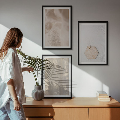 Composição de quadros moderna Texturas sutis, estilo boho, natureza.