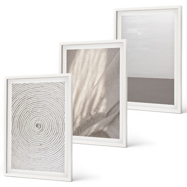 Conjunto de 3 quadros com moldura Texturas boho naturais