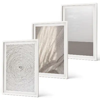 Conjunto de 3 quadros com moldura com estampas de texturas boho naturais