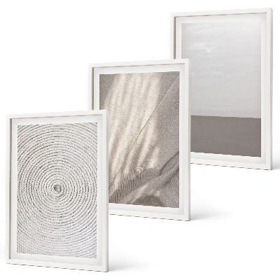 Conjunto de 3 quadros com moldura Texturas boho naturais