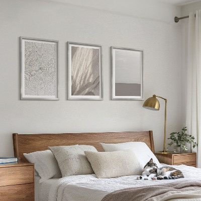 Conjunto de 3 quadros com moldura Texturas boho naturais
