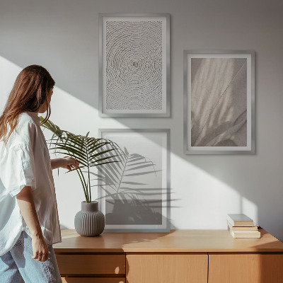 Conjunto de 3 quadros com moldura Texturas boho naturais