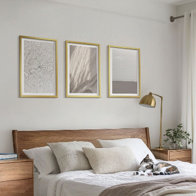 Conjunto de 3 quadros com moldura Texturas boho naturais