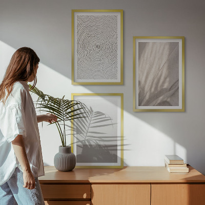 Conjunto de 3 quadros com moldura Texturas boho naturais