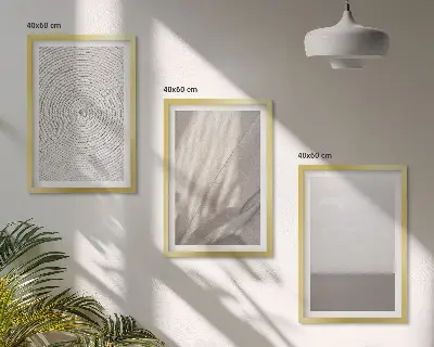 Conjunto de 3 quadros com moldura com estampas de texturas boho naturais