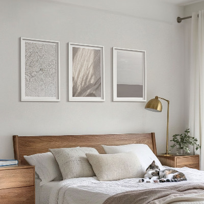 Conjunto de 3 quadros com moldura Texturas boho naturais