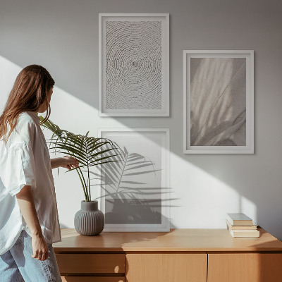 Conjunto de 3 quadros com moldura Texturas boho naturais