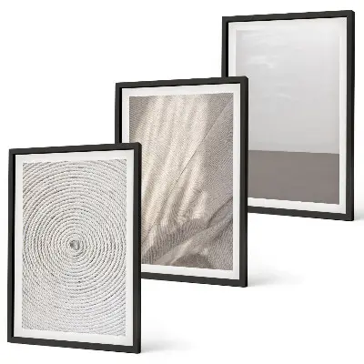Conjunto de 3 quadros com moldura com estampas de texturas boho naturais