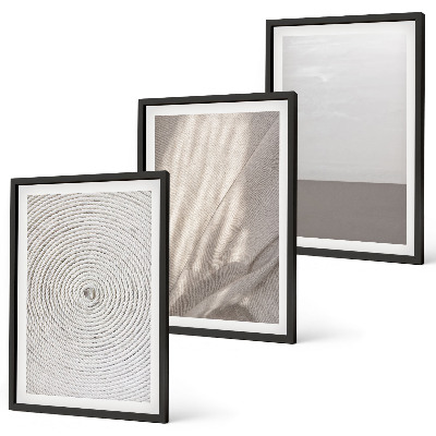 Conjunto de 3 quadros com moldura Texturas boho naturais