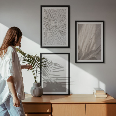 Conjunto de 3 quadros com moldura Texturas boho naturais