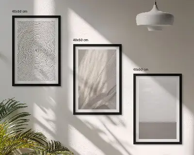 Conjunto de 3 quadros com moldura com estampas de texturas boho naturais
