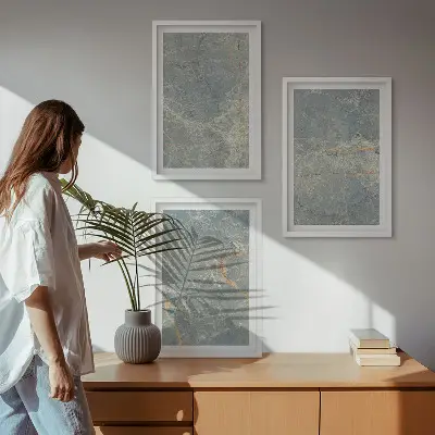 Composição de quadros moderna com pedra decorativa de mármore verde