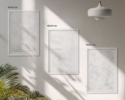 Conjunto de 3 quadros com moldura fundo minimalista com manchas brancas