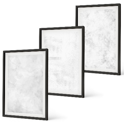 Conjunto de 3 quadros com moldura fundo minimalista com manchas brancas