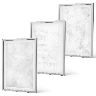Conjunto de 3 quadros com moldura fundo minimalista com manchas brancas
