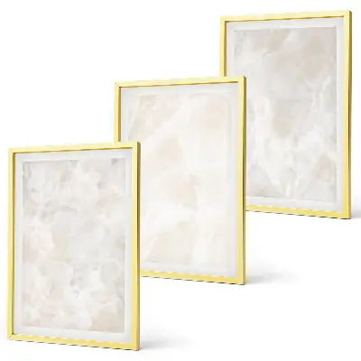 Conjunto de quadros para sala de estar com estampas de estruturas de mármore em tons pastel