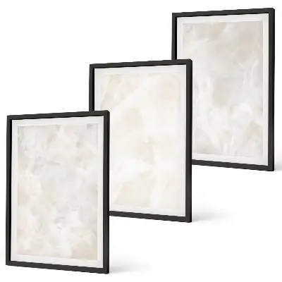 Conjunto de quadros para sala de estar com estampas de estruturas de mármore em tons pastel