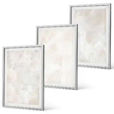 Conjunto de quadros para sala de estar com estampas de estruturas de mármore em tons pastel