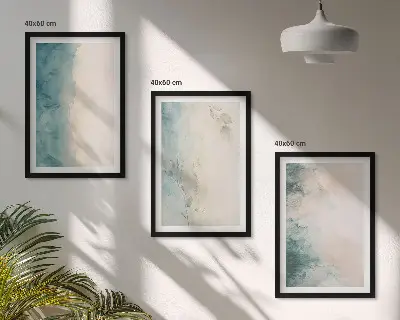 Conjunto de 3 quadros com moldura com estampa de minimalismo em tela aquarela