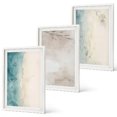 Conjunto de quadros modernos com texturas sutis em aquarela
