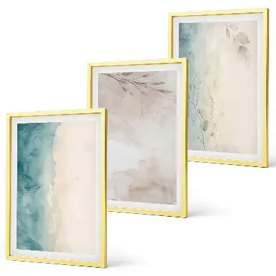 Conjunto de quadros modernos com texturas sutis em aquarela
