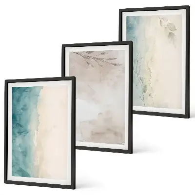 Conjunto de quadros modernos com texturas sutis em aquarela