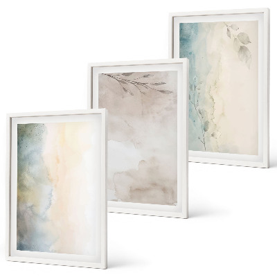 Conjunto de 3 quadros com moldura Cartões delicados para aquarela
