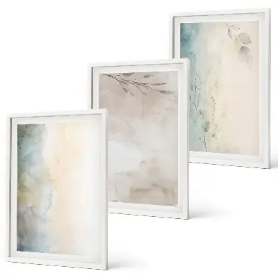 Conjunto de 3 quadros com moldura para cartões delicados de aquarela