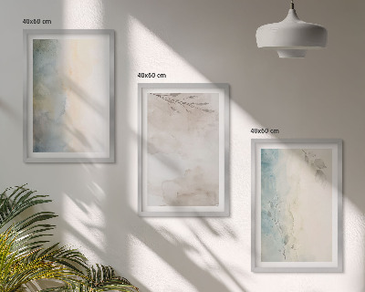Conjunto de 3 quadros com moldura Cartões delicados para aquarela