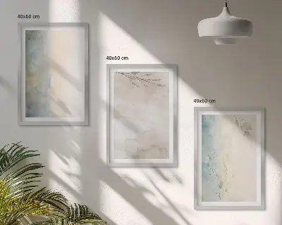 Conjunto de 3 quadros com moldura para cartões delicados de aquarela