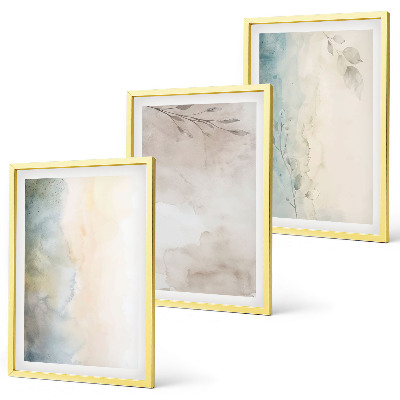 Conjunto de 3 quadros com moldura Cartões delicados para aquarela