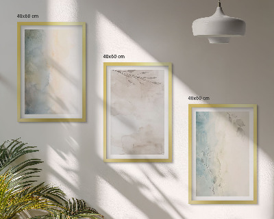 Conjunto de 3 quadros com moldura Cartões delicados para aquarela