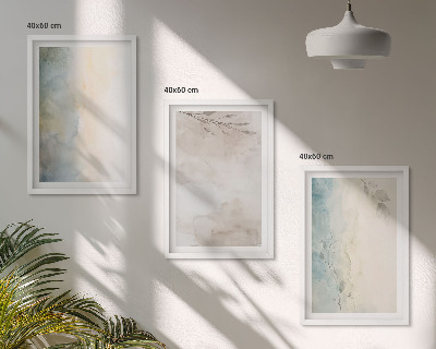 Conjunto de 3 quadros com moldura Cartões delicados para aquarela