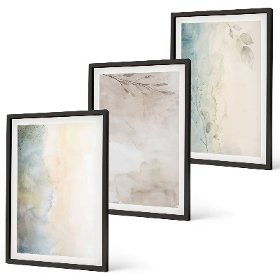 Conjunto de 3 quadros com moldura Cartões delicados para aquarela
