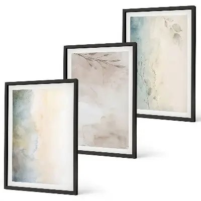 Conjunto de 3 quadros com moldura para cartões delicados de aquarela