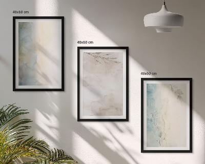 Conjunto de 3 quadros com moldura Cartões delicados para aquarela