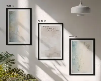 Conjunto de 3 quadros com moldura para cartões delicados de aquarela