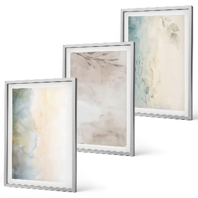 Conjunto de 3 quadros com moldura Cartões delicados para aquarela