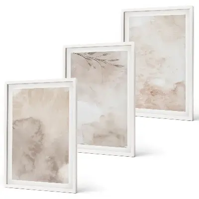 Conjunto de quadros para sala de estar com estampas de tintas aquarela estilo boho