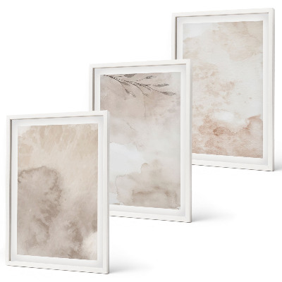 Conjunto de quadros para sala de estar Tintas aquarela boho derramadas