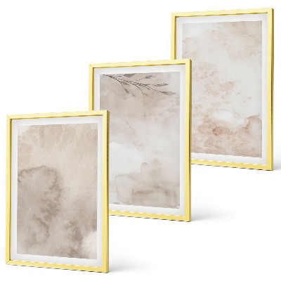 Conjunto de quadros para sala de estar Tintas aquarela boho derramadas