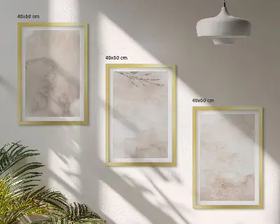 Conjunto de quadros para sala de estar com estampas de tintas aquarela estilo boho