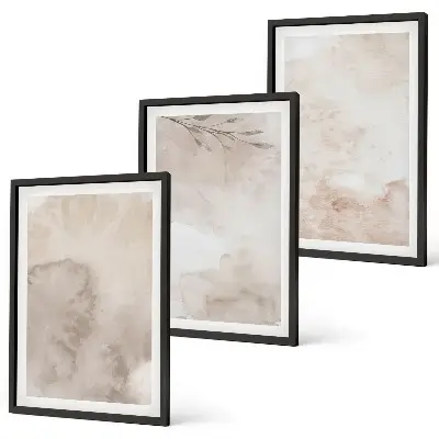 Conjunto de quadros para sala de estar com estampas de tintas aquarela estilo boho