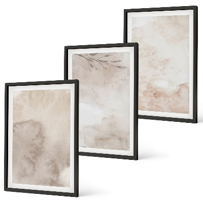 Conjunto de quadros para sala de estar Tintas aquarela boho derramadas