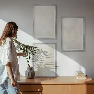 Composição de quadros moderna com design de pintura com textura brilhante