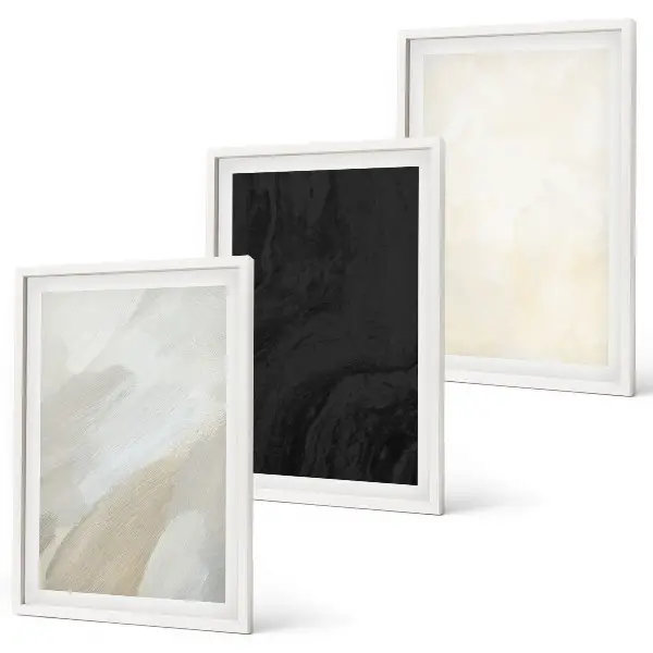 Conjunto de 3 quadros com moldura arte minimalista com estruturas de sombreamento