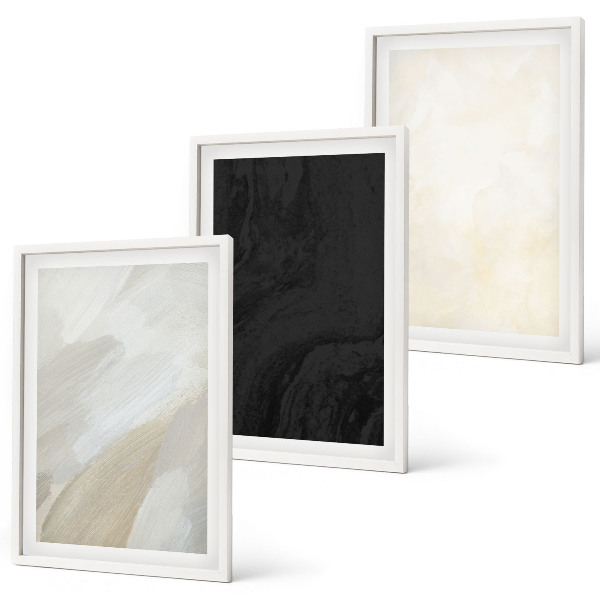 Conjunto de 3 quadros com moldura Estruturas sombreiam o minimalismo
